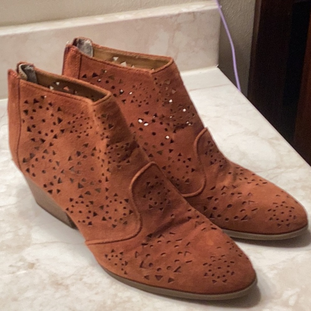 Rust suede ankle boots